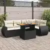 Image de vidaXL Salon de jardin 6 pcs avec coussins noir résine tressée