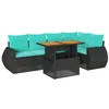 Image de vidaXL Salon de Jardin 6 pcs avec Coussins Noir résine tressée, Ensemble de canapés d'extérieur, Ensemble de canapé d'angle de Jardin, Meuble d'angle de Jardin