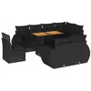 Image de vidaXL Salon de Jardin 9 pcs avec Coussins Noir résine tressée