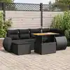 Image de vidaXL Salon de jardin 7 pcs avec coussins noir résine tressée