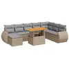 Image de vidaXL Salon de Jardin avec Coussins 9 pcs Beige résine tressée