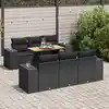 Image de vidaXL Salon de jardin 7 pcs avec coussins noir résine tressée