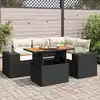 Image de vidaXL Salon de jardin 5 pcs avec coussins noir résine tressée
