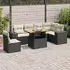 Image de vidaXL Salon de jardin 7 pcs avec coussins noir résine tressée