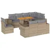 Image de vidaXL Salon de Jardin avec Coussins 9 pcs Beige résine tressée