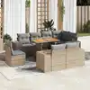 Image de vidaXL Salon de jardin avec coussins 9 pcs beige résine tressée