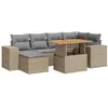Image de vidaXL Salon de Jardin avec Coussins 7 pcs Beige résine tressée