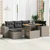Image de vidaXL Salon de jardin avec coussins 7 pcs gris résine tressée