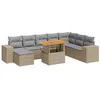 Image de vidaXL Salon de Jardin avec Coussins 9 pcs Beige résine tressée Acacia