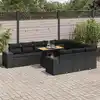 Image de vidaXL Salon de jardin 10 pcs avec coussins noir résine tressée acacia