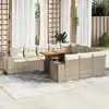 Image de vidaXL Salon de jardin avec coussins 10pcs beige résine tressée acacia