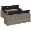 Image de vidaXL Salon de Jardin avec Coussins 7 pcs Gris résine tressée, Ensemble de canapés d'extérieur, Ensemble de canapé d'angle de Jardin, Meuble d'angle de Jardin