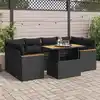 Image de vidaXL Salon de jardin 6 pcs avec coussins noir résine tressée acacia