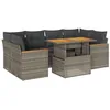 Image de vidaXL Salon de Jardin avec Coussins 6 pcs Gris résine tressée Acacia