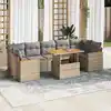 Image de vidaXL Salon de jardin avec coussins 8 pcs beige résine tressée acacia