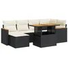 Image de vidaXL Salon de Jardin avec Coussins 7 pcs Noir résine tressée Acacia