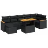 Image de vidaXL Salon de Jardin avec Coussins 8 pcs Noir résine tressée Acacia