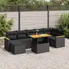 Image de vidaXL Salon de jardin avec coussins 8 pcs noir résine tressée acacia