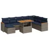 Image de vidaXL Salon de Jardin 9 pcs avec Coussins Gris résine tressée