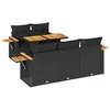 Image de vidaXL Salon de Jardin 6 pcs avec Coussins Noir résine tressée Acacia