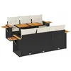 Image de vidaXL Salon de Jardin avec Coussins 7 pcs Noir résine tressée Acacia