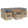 Image de vidaXL Salon de Jardin avec Coussins 7 pcs Beige résine tressée Acacia