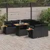 Image de vidaXL Salon de jardin avec coussins 9 pcs noir résine tressée acacia