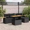 Image de vidaXL Salon de jardin 6 pcs avec coussins noir résine tressée acacia