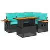 Image de vidaXL Ensemble de canapés de jardin et coussins 5 pièces en rotin synthétique Acacia noir, ensemble de canapés d'extérieur, salon de jardin, ensemble de canapés en rotin synthétique