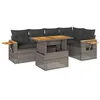 Image de vidaXL Salon de Jardin 5 pcs avec Coussins Gris résine tressée Acacia, Ensemble de canapés d'extérieur, Ensemble de canapé d'angle de Jardin, Meuble d'angle de Jardin