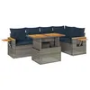 Image de vidaXL Salon de Jardin avec Coussins 6 pcs Gris résine tressée Acacia, Ensemble de canapés d'extérieur, Salon de Jardin, Ensemble de canapés en résine tressée