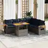 Image de vidaXL Salon de jardin avec coussins 7 pcs gris résine tressée acacia