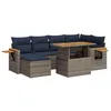 Image de vidaXL Salon de Jardin avec Coussins 7 pcs Noir résine tressée Acacia