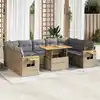 Image de vidaXL Salon de jardin avec coussins 10pcs beige résine tressée acacia