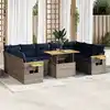 Image de vidaXL Salon de jardin avec coussins 10 pcs gris résine tressée acacia