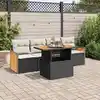 Image de vidaXL Salon de jardin 5 pcs avec coussins noir résine tressée acacia