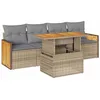 Image de vidaXL Salon de Jardin avec Coussins 5 pcs Beige résine tressée Acacia