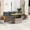 Image de vidaXL Salon de jardin 5 pcs avec coussins gris résine tressée acacia