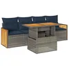 Image de vidaXL Salon de Jardin 5 pcs avec Coussins Gris résine tressée Acacia