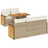 Image de vidaXL Salon de Jardin 6 pcs avec Coussins Beige résine tressée Acacia