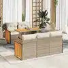 Image de vidaXL Salon de jardin 6 pcs avec coussins beige résine tressée acacia