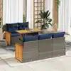 Image de vidaXL Salon de jardin avec coussins 6 pcs gris résine tressée acacia