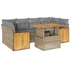 Image de vidaXL Salon de Jardin avec Coussins 7 pcs Beige résine tressée Acacia