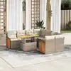 Image de vidaXL Salon de jardin avec coussins 9 pcs beige résine tressée acacia