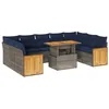 Image de vidaXL Salon de Jardin avec Coussins 10 pcs Gris résine tressée Acacia, Ensemble de canapés d'extérieur, Salon de Jardin, Ensemble de canapés en résine tressée