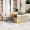 Image de vidaXL Salon de jardin 11pcs avec coussins beige résine tressée acacia