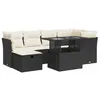 Image de vidaXL Salon de Jardin 7 pcs avec Coussins Noir résine tressée