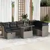 Image de vidaXL Salon de jardin 9 pcs avec coussins gris résine tressée