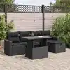 Image de vidaXL Salon de jardin 6 pcs avec coussins noir résine tressée