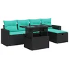 Image de vidaXL Salon de Jardin avec Coussins 6 pcs Gris résine tressée Acacia